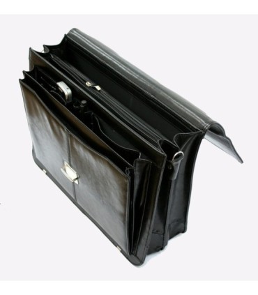 Skórzana teczka męska, dwukomorowa, koniakowa, bardzo elegancka