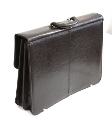 Teczka męska ze skóry naturalnej, dwukomorowa, brązowa