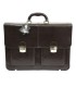 Teczka męska ze skóry naturalnej, dwukomorowa, brązowa