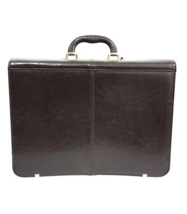 Teczka męska ze skóry naturalnej, dwukomorowa, brązowa