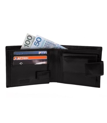 Męski, doskonale wyposażony portfel Orsatti M05A w kolorze czarnym