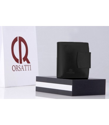 Nieduży portfel damski Orsatti D-04A w kolorze czarnym, skóra