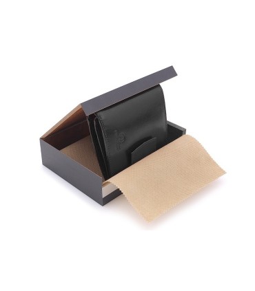 Nieduży portfel damski Orsatti D-04A w kolorze czarnym, skóra