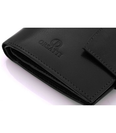 Nieduży portfel damski Orsatti D-04A w kolorze czarnym, skóra
