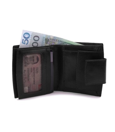 Nieduży portfel damski Orsatti D-04A w kolorze czarnym, skóra