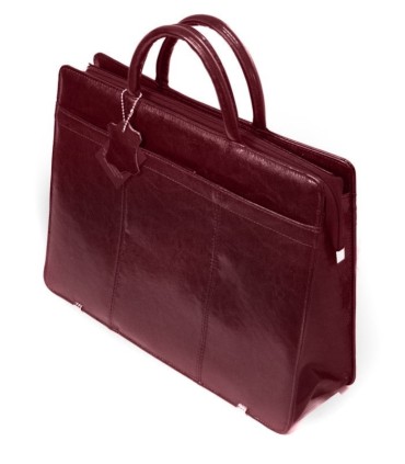 Teczka damska ze skóry naturalnej, jednokomorowa, wiśniowa
