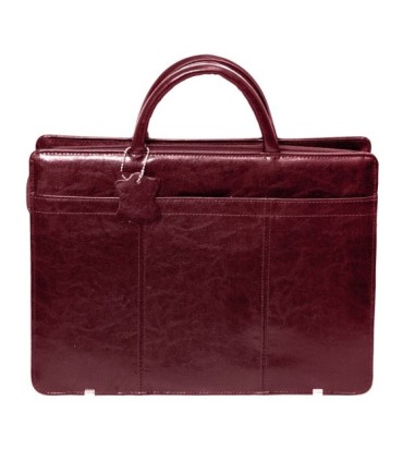 Teczka damska ze skóry naturalnej, jednokomorowa, wiśniowa