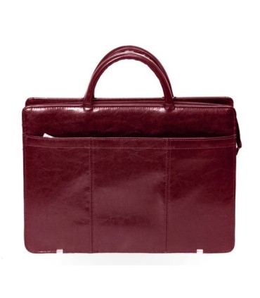 Teczka damska ze skóry naturalnej, jednokomorowa, wiśniowa