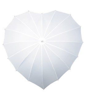 Romantyczna, lekka parasolka damska w kształcie serca, stelaż włókno, biała