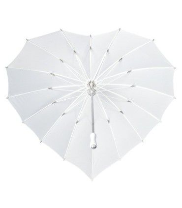 Romantyczna, lekka parasolka damska w kształcie serca, stelaż włókno, biała