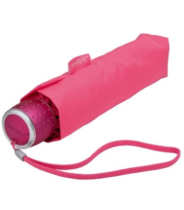 Klasyczna damska wytrzymała parasolka do torebki, różowa