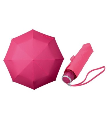 Klasyczna damska składana parasolka w kolorze różowym