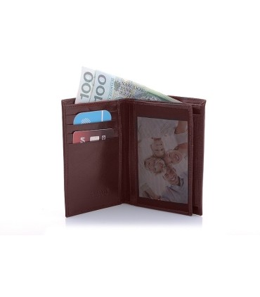 Klasyczny męski skórzany portfel Orsatti M10B brązowy