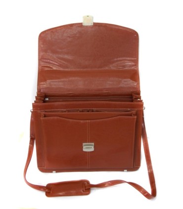 Teczka męska ze skóry naturalnej, trzykomorow