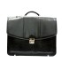 Skórzana teczka męska trzykomorowa, czarna, na laptopa z paskiem