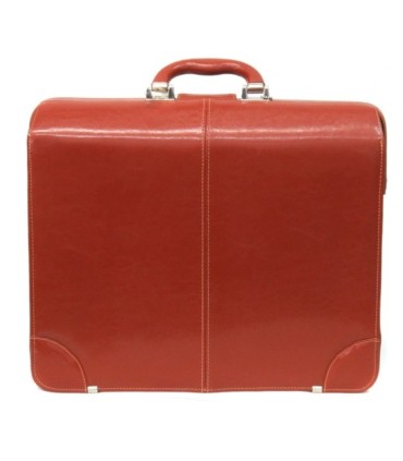 Trzykomorowa teczka na laptopa ze skóry naturalnej, jasny brąz