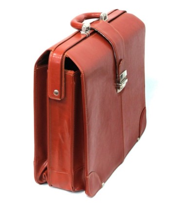 Trzykomorowa teczka na laptopa ze skóry naturalnej, jasny brąz