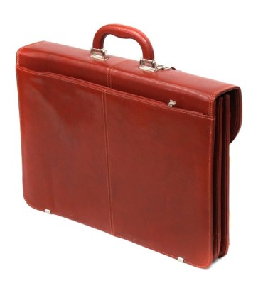 Teczka męska ze skóry naturalnej, dwukomorowa, jasny brąz