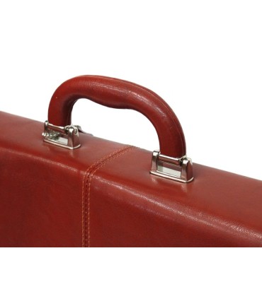 Teczka męska ze skóry naturalnej, dwukomorowa, jasny brąz