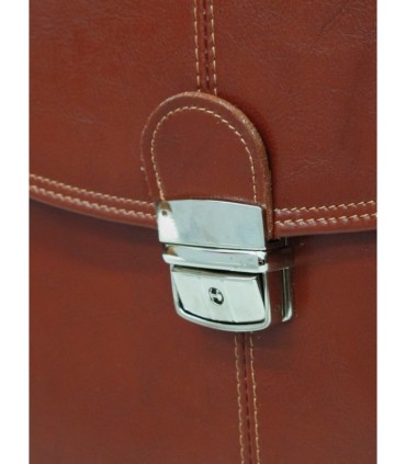 Teczka męska ze skóry naturalnej, dwukomorowa, jasny brąz