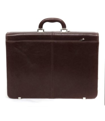 Teczka męska ze skóry naturalnej, dwukomorowa, ciemny brąz