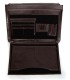 Teczka męska ze skóry naturalnej, dwukomorowa, ciemny brąz