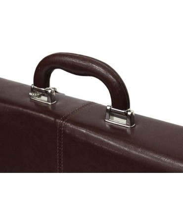 Teczka męska ze skóry naturalnej, dwukomorowa, ciemny brąz