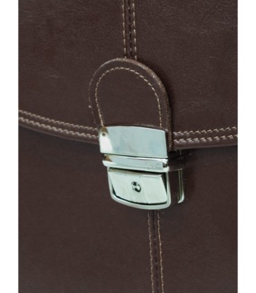 Teczka męska ze skóry naturalnej, dwukomorowa, ciemny brąz