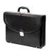 Teczka męska ze skóry naturalnej, dwukomorowa, czarna
