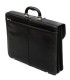 Teczka męska ze skóry naturalnej, dwukomorowa, czarna