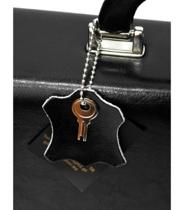 Teczka męska ze skóry naturalnej, dwukomorowa, czarna