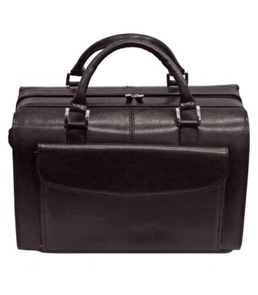 Kuferek lekarski, bardzo pojemny, skóra naturalna, BRĄZOWY