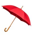 Automatyczna mocna damska parasolka drewniana rączka IMPLIVA, czerwona
