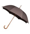 Automatyczna mocna damska parasolka drewniana rączka IMPLIVA, szara