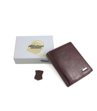 Mały, skórzany portfel Albatross ciemno brązowy