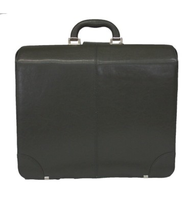 Trzykomorowa teczka na laptopa ze skóry naturalnej, szara
