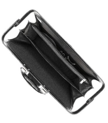 Trzykomorowa teczka na laptopa ze skóry naturalnej, szara