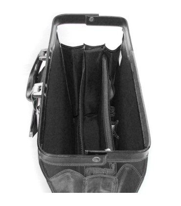 Trzykomorowa teczka na laptopa ze skóry naturalnej, szara