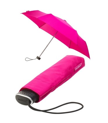Lekka, płaska, mała parasolka damska do torebki IMPLIVA, różowa