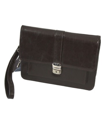 Męska skórzana saszetka z zapinką w kolorze brązowym