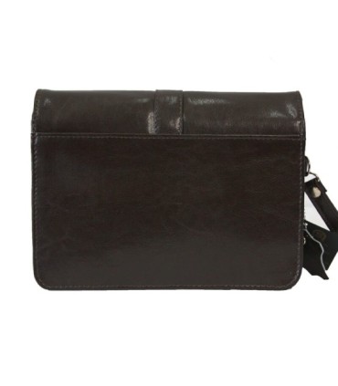 Męska skórzana saszetka z zapinką w kolorze brązowym