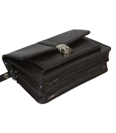 Męska skórzana saszetka z zapinką w kolorze brązowym