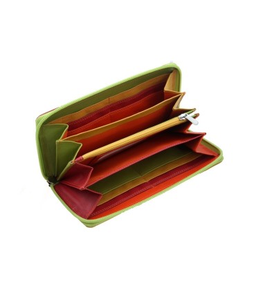 Kolorowy portfel damski saszetka Valentini, czerwień, pomarańcz, zieleń+ inne