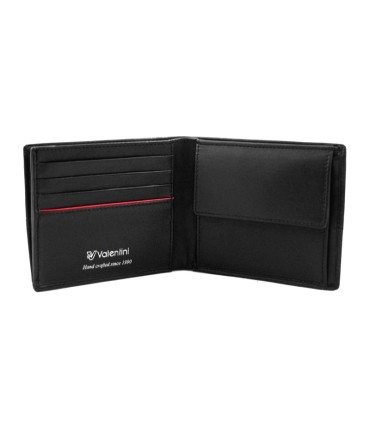 Męski poziomy skórzany portfel Valentini, czarny