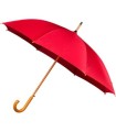 Automatyczna mocna damska parasolka drewniany stelaż IMPLIVA, czerwona