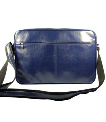Skórzana torba na ramię z wyjmowaną kieszenią na laptopa G-502 granatowa