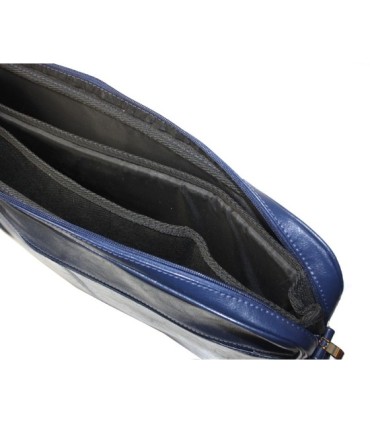 Skórzana torba na ramię z wyjmowaną kieszenią na laptopa G-502 granatowa