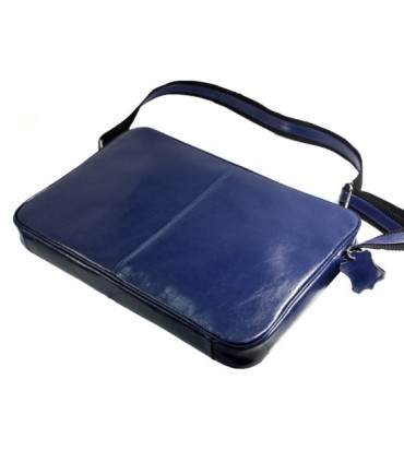 Skórzana torba na ramię z wyjmowaną kieszenią na laptopa G-502 granatowa