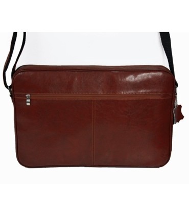 Skórzana torba na ramię z wyjmowaną kieszenią na laptopa G-502 jasno brązowa