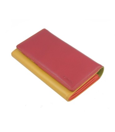 Kolorowy portfel damski Valentini, czerwień, pomarańcz, zieleń+ inne